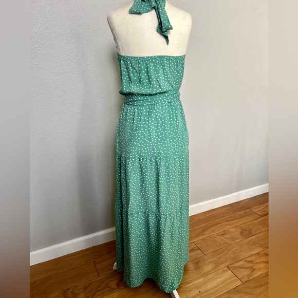 Green Polka Dot Long Dress Small - Picture 6 of 9